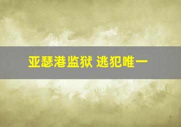 亚瑟港监狱 逃犯唯一